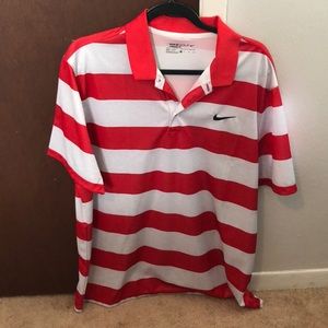 Red and white Nike golf polo